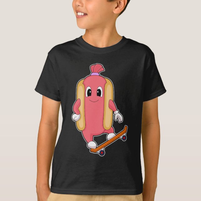 Hotdog-Skater-Skateboard T-Shirt (Vorderseite)