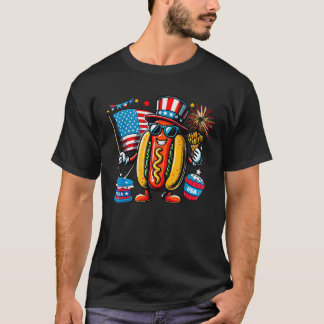 Hotdog Sonnenbrille American Flag 4. Juli Feuerwer T-Shirt