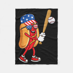 Hotdog spielt Baseball United States Independence Fleecedecke