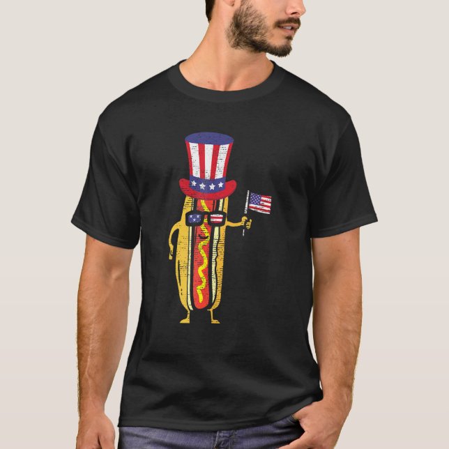 Hotdog Sunglasses American Flag Usa 4th Of July Fo T-Shirt (Vorderseite)