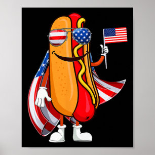 Hotdog Sungles Amerikanische Flagge USA Lustig 4. Poster