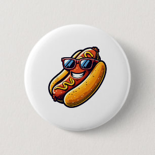 Hotdog Sungles Fast Food Hot Dogs Lover Fun Sausag Button