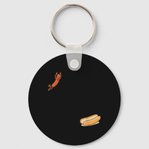 Hotdog-Tauchgang Hot Dog springt in Brötchen Wurst Schlüsselanhänger
