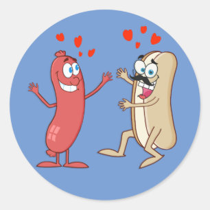 Hotdog und Brötchen - Liebe am ersten Anblick Runder Aufkleber