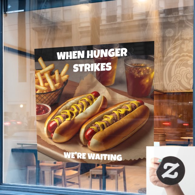 Hotdogs Fries Drink Restaurant Advert anpassen Fensteraufkleber (Café-Fenster)