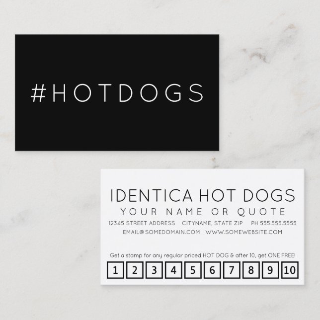 #HOTDOGS Hashtag Loyalitätskarte Treuekarte (Vorne/Hinten)