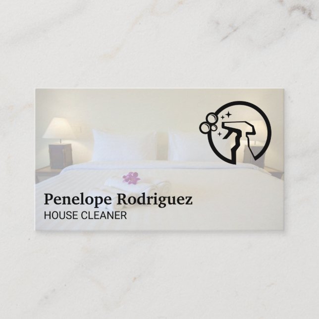 Hotel Bedroom | Spray-Reinigungs-Logo Visitenkarte (Vorderseite)