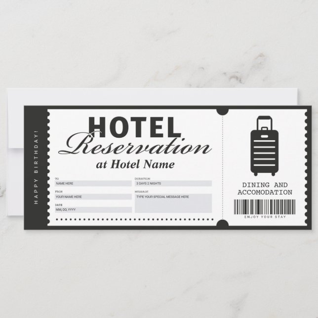 Hotel Bleibe Reservierungsgutschein Einladung (Vorderseite)