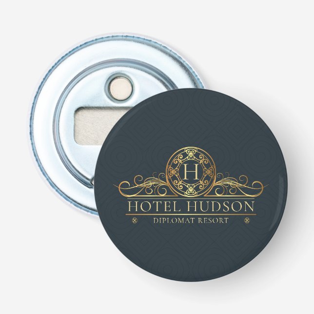 Hotel Branding Luxus Werbeartikel Flaschenöffner (Vorderseite)