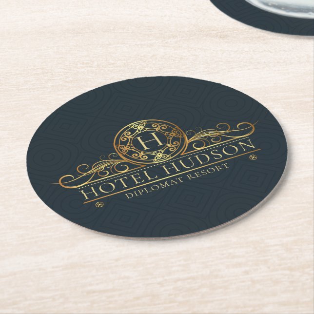Hotel Business Luxus Marketing Material Runder Pappuntersetzer (Angewinkelt)
