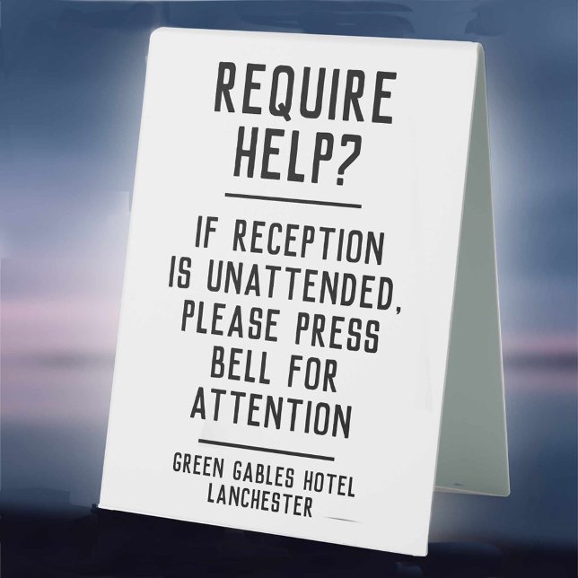 Hotel Empfang Unbeaufsichtigte Hinweise Tischaufsteller (Von Creator hochgeladen)