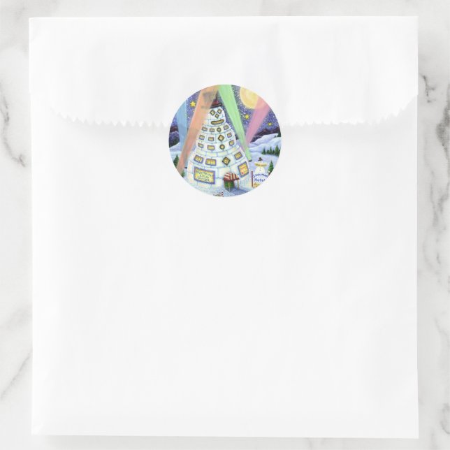 HOTEL FUNNY SNOWMAN, NORDLICHKEITEN UND PENGUINEN RUNDER AUFKLEBER (Tasche)
