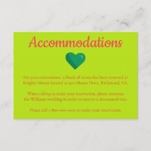 Hotel Hochzeitsunterkünfte zum Thema Herz Begleitkarte