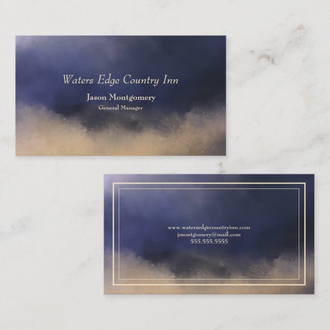 Hotel, Inn, Wasser, Country Inn, Blue Visitenkarte (Vorne/Hinten)