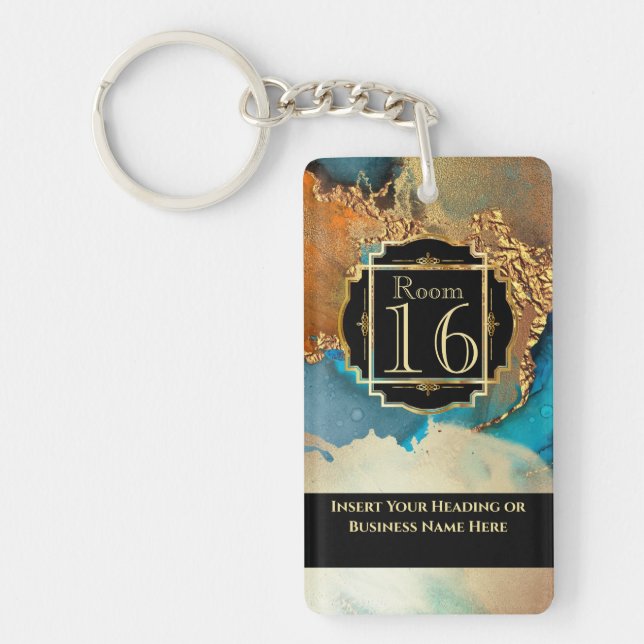 Hôtel lodge resort imitation marbre bleu orangé (Devant)