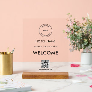Hotel-Logo QR-Empfang Begrüßungszeichen Acrylschild