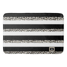 Hotel Monogram Black Rose Gold White Strip