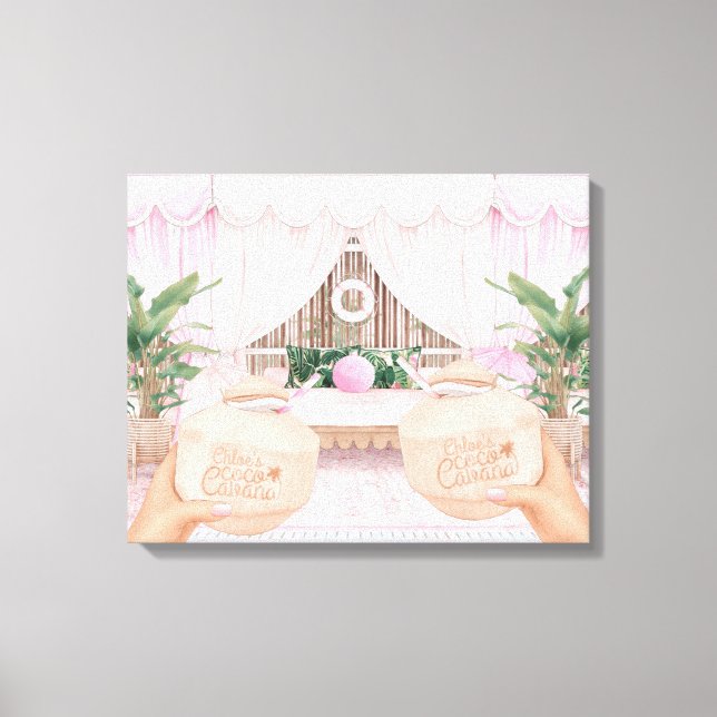 Hotel Pool Cabana | Kokosnuss Leinwanddruck (Vorderseite)