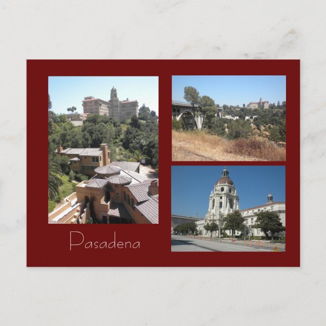 Hotel, Rathaus & Bridge Pasadena Foto Postkarte (Vorderseite)