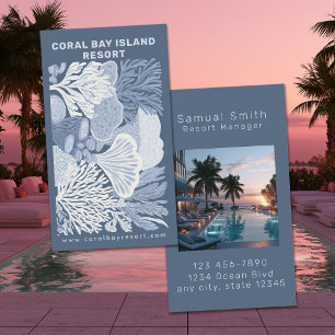 Hotel / Resort am Meer mit Korallendesign Visitenkarte