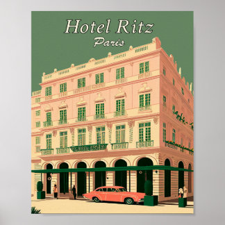 Hotel Ritz Paris Minimalistisches Vintages Poster