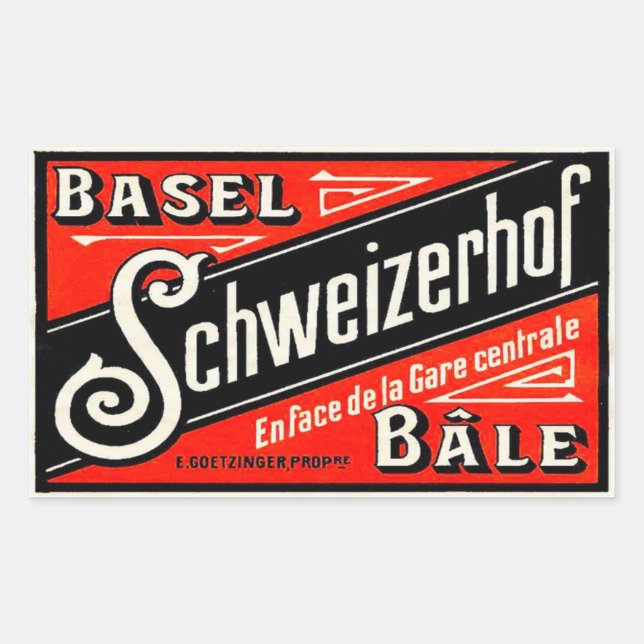 Hotel Schweizerhof (Basel - Schweiz) Rechteckiger Aufkleber (Vorderseite)