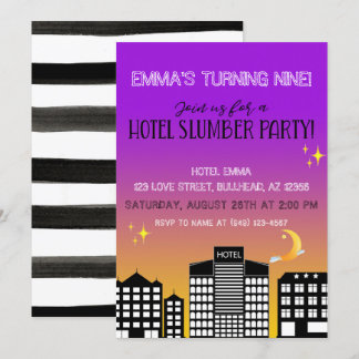 Hotel skyline Girl slumber Party lila ombre Einladung