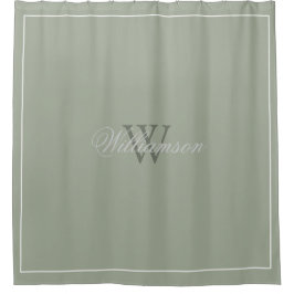 Hotel Style Desert Sage Green with Name & Monogram Duschvorhang