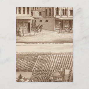 Hotel, Weinberg, Tulare Postkarte
