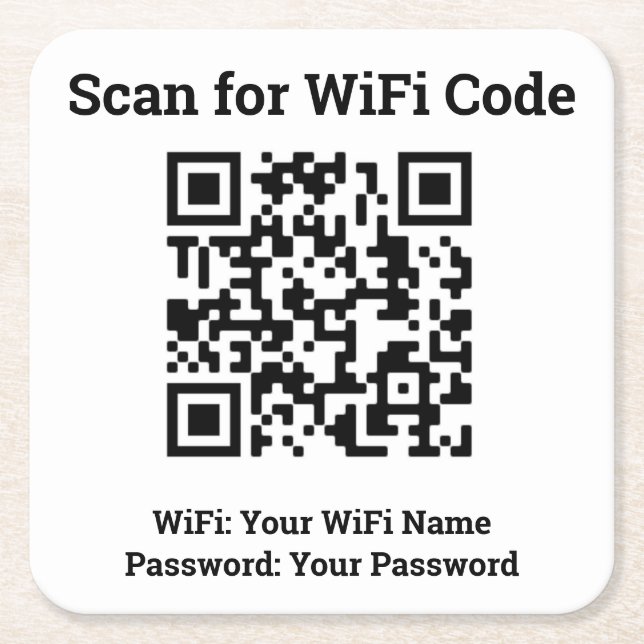 Hotel Wifi Details Plus QR Code Rechteckiger Pappuntersetzer (Vorderseite)