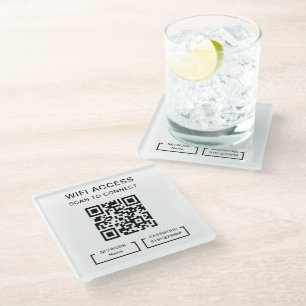Hotel Wifi Kennwort Personalisiert QR Code Glasuntersetzer