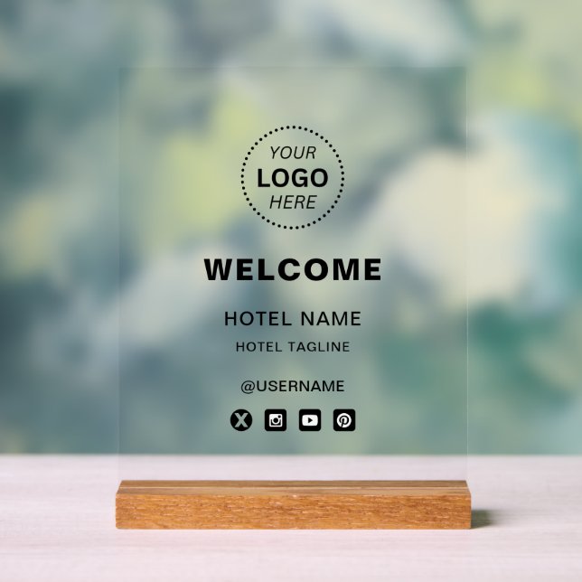Hotelname & Logo Einfache Empfänge Willkommen Acrylschild (Neutral)
