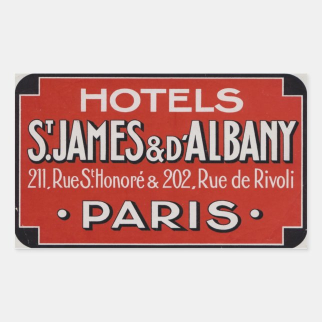 Hotels St james & d'Albaby (Paris Frankreich) Rechteckiger Aufkleber (Vorderseite)