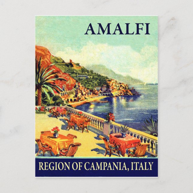 Hotelterrasse in Amalfi, Kampanien, Italien, Reise Postkarte (Vorderseite)