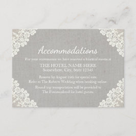 Hotelunterkunft | Rustikale Spitzen und graue Line Begleitkarte