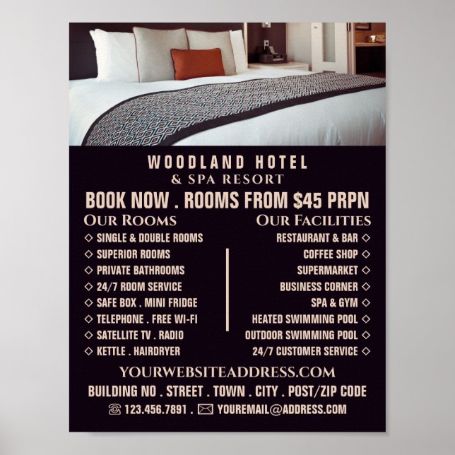 Hotelzimmer, Hotelunterkunft Werbung Poster (Vorne)