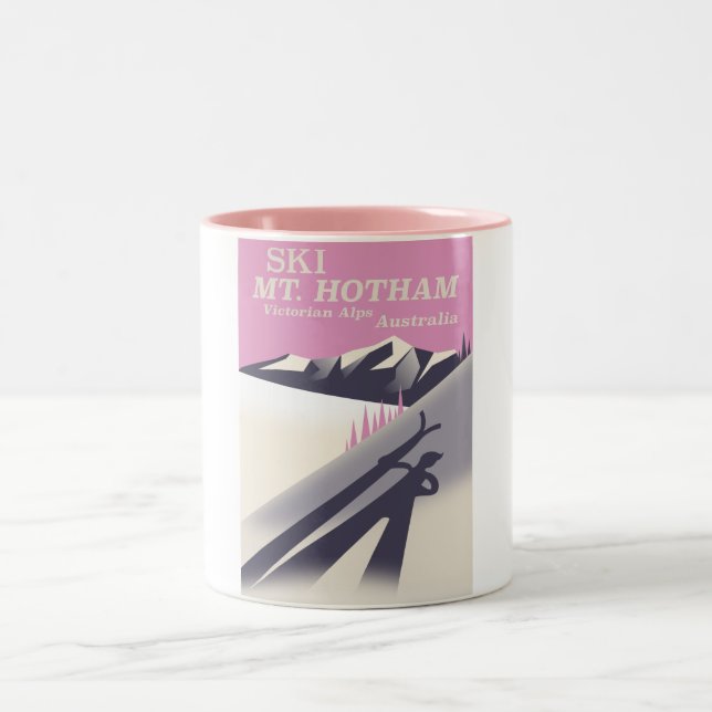 Hotham, Viktorianisches Alpenposter. Zweifarbige Tasse (Mittel)