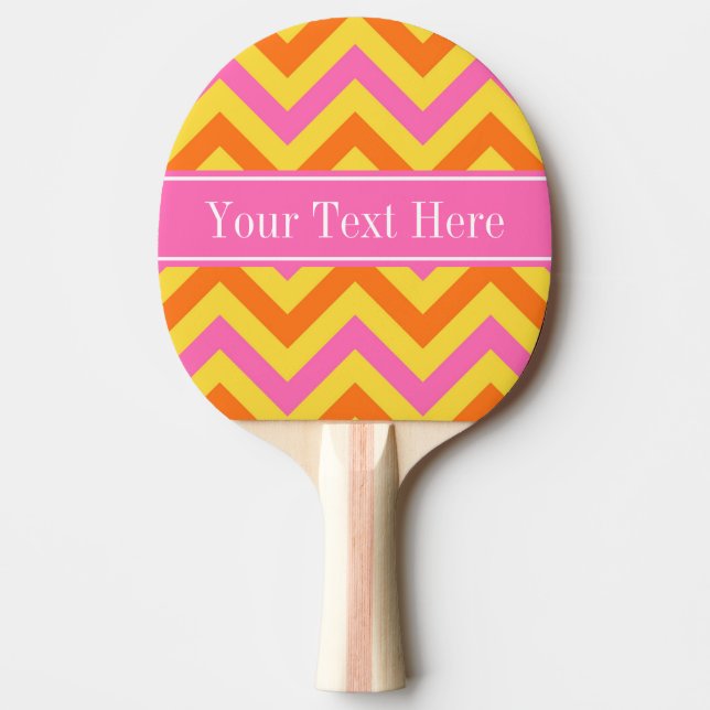 HotPink Ananas Pumpkin LG Monogramm Zickzack Name Tischtennis Schläger (Vorderseite)