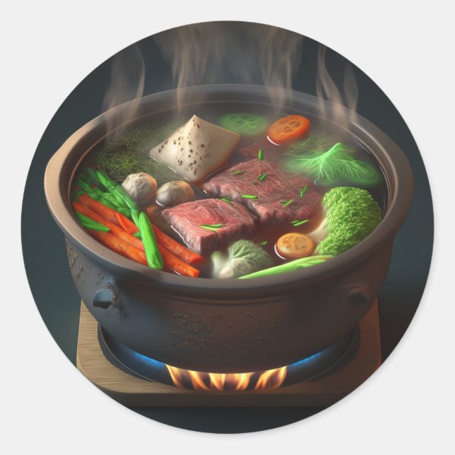 HotPot-Soup-Bildplatte Runder Aufkleber (Vorderseite)