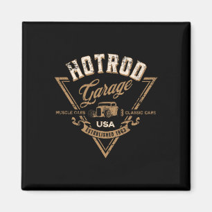 Hotrod Garage USA Clic Auto Hotrod abgenutzt Desig Magnet