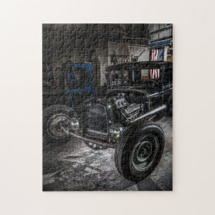 Hotrod in einem Garage-Puzzle
