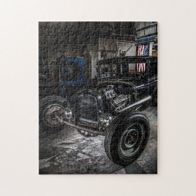 Hotrod in einem Garage-Puzzle (Vertikal)