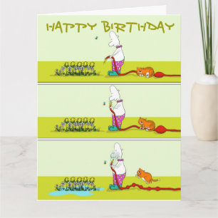 Hotte Down, drôle jardinage grasse chat et carte D