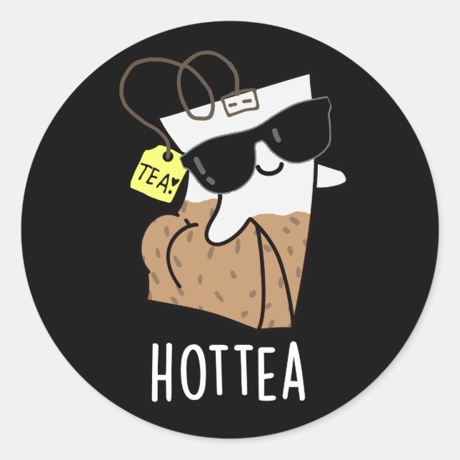 Hottea Funny Hot Tee Pun Dark BG Runder Aufkleber (Vorderseite)