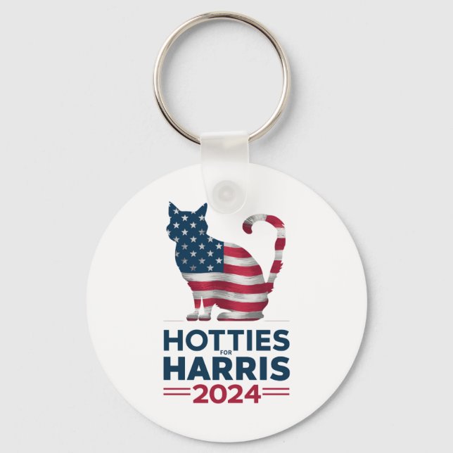 Hotties for Harris 2024 Cat Ladys Kamala Harris Schlüsselanhänger (Vorderseite)