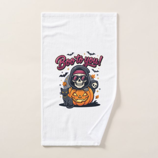 Hou à toi Halloween squelette citrouille (Serviette à main)