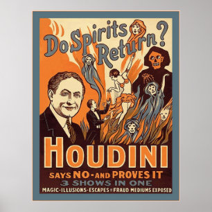 Houdini ~ Gibt es Spirits? ~ Vintager Magier Poster