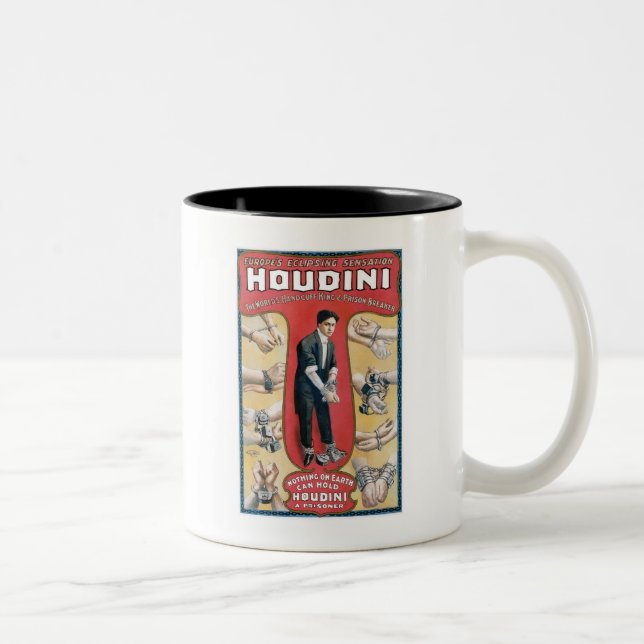 Houdini Vintag Magic Zweifarbige Tasse (Rechts)