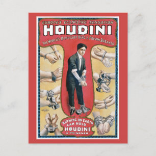 Houdini ~ Vintage Handschellen-Entfesselungskünstl Postkarte
