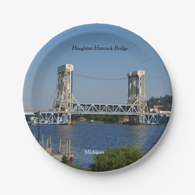 Houghton Hancock Bridge Papierplatte Pappteller (Vorderseite)